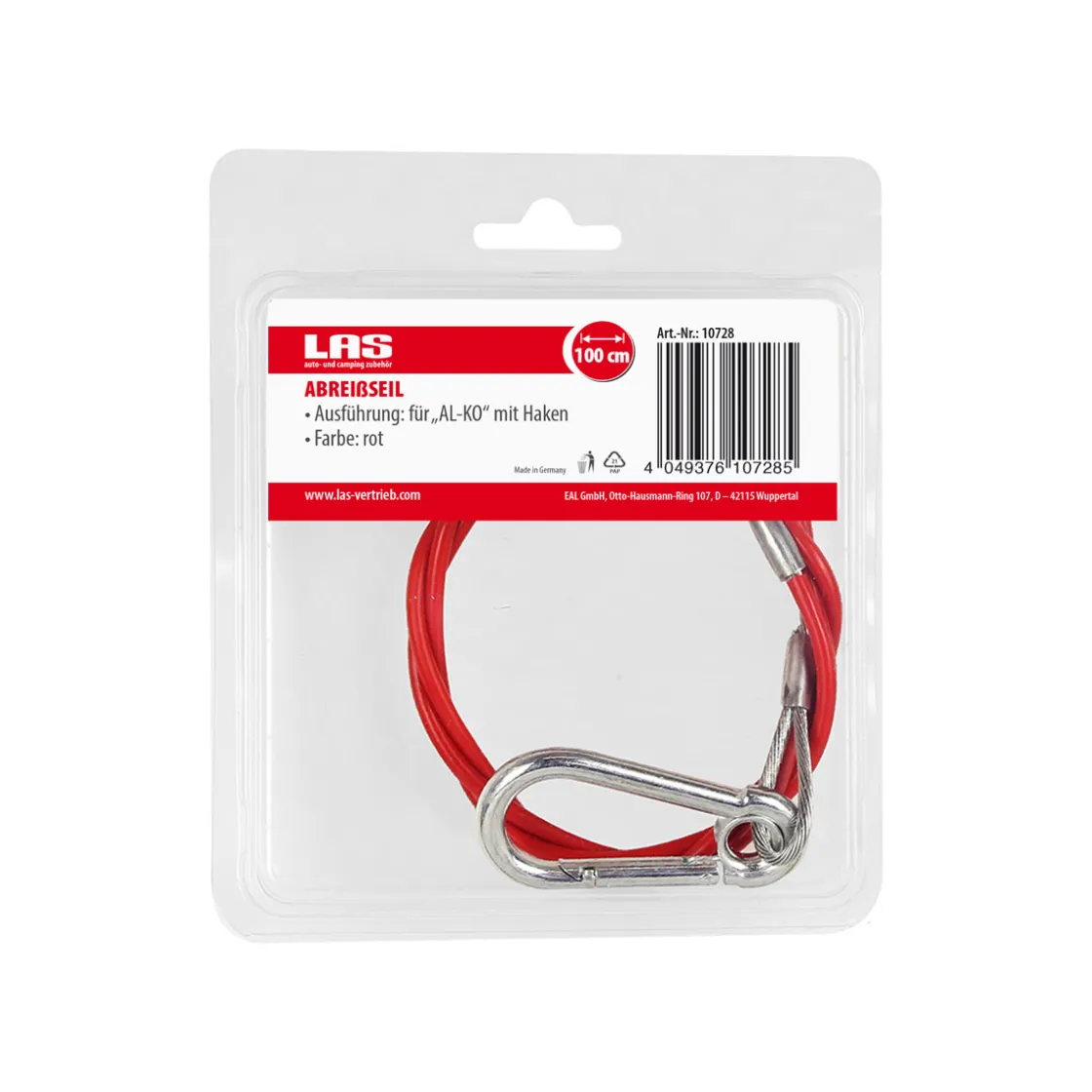 Abreissseil mit Haken Laenge 1000 mm ^