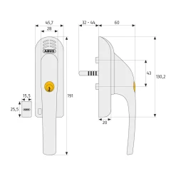 Fenstergriff mit Alarm FG300A ^ Abus Hot