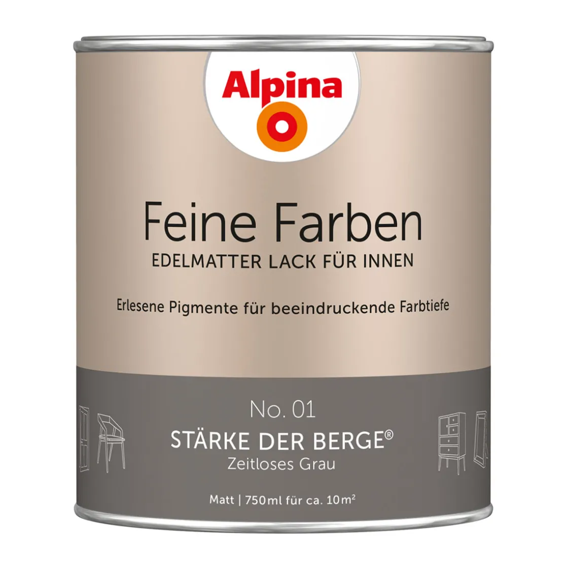 Buntlack Feine Farben Lack No 01 Stärke der Berge edelmatt 750ml ^ Alpina Best