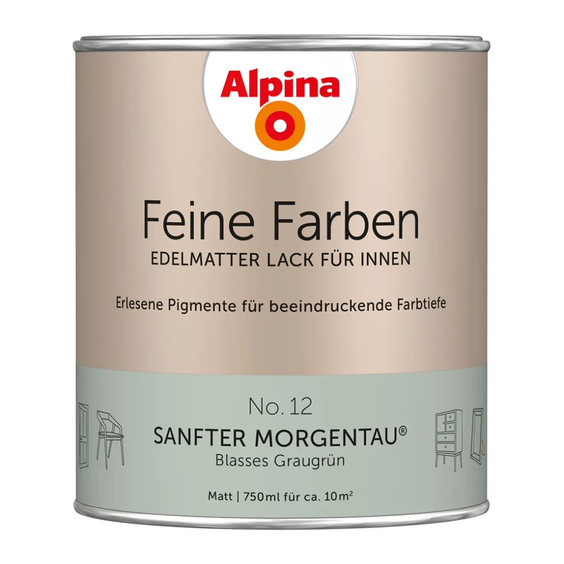 Buntlack Feine Farben Lack No 12 Sanfter Morgentau edelmatt 750ml ^ Alpina Outlet