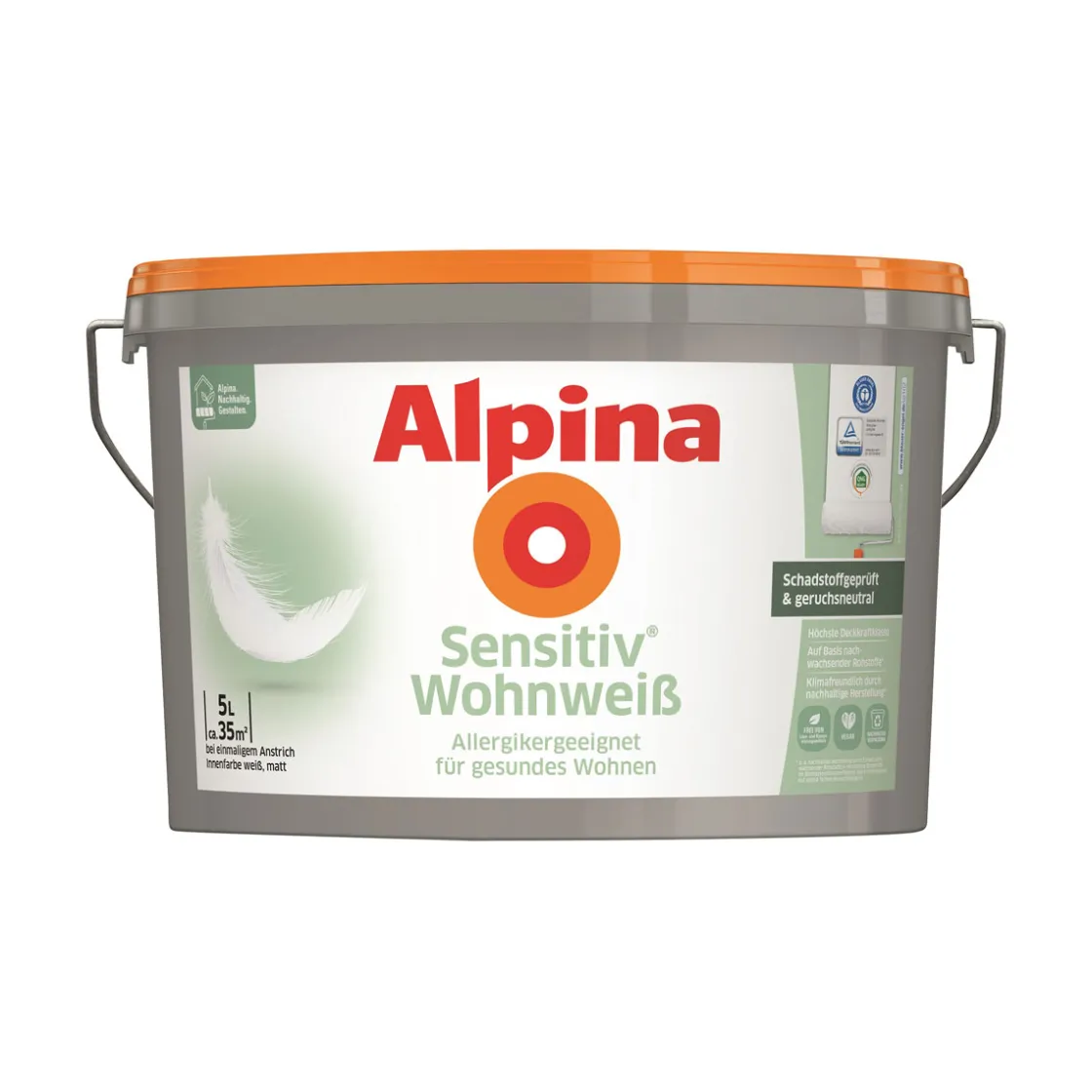 Wandfarbe Sensitiv Wohnweiß 5 L ^ Alpina Outlet