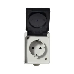 Aufputz-Steckdose Basic Feuchtraum -fach grau ^ Outlet