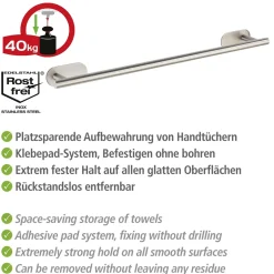 Badetuchstange Uno Orea Matt Turbo-LockEdelstahl ^ Wenko Clearance