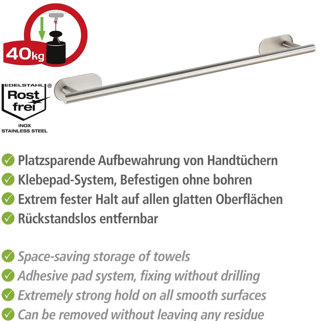 Badetuchstange Uno Orea Matt Turbo-LockEdelstahl ^ Wenko Clearance
