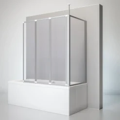 Badewannenaufsatz 3-teilig mit Seiten-wand und Deckenstütze 1288x1400mm T750mm ^ Schulte New