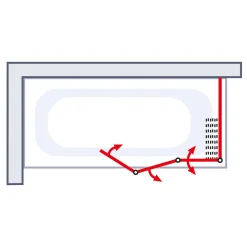 Badewannenaufsatz 3-teilig mit Seiten-wand und Deckenstütze 1288x1400mm T750mm ^ Schulte New