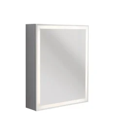 BADMOBIL Spiegelschrank FOTON 52 x 63 x 14 cm Tür rechts mit LED verdeckter Sensorschalter hellgrau ^ New