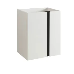 BADMOBIL Waschtischunterschrank LINUS 49 x 63 x 34,5 cm 2 Türen grifflos weiß mit schwarzer Dekorleiste ^