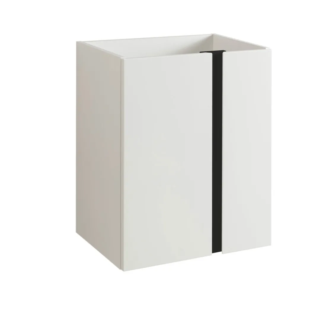 BADMOBIL Waschtischunterschrank LINUS 49 x 63 x 34,5 cm 2 Türen grifflos weiß mit schwarzer Dekorleiste ^
