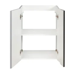 BADMOBIL Waschtischunterschrank LINUS 49 x 63 x 34,5 cm 2 Türen grifflos weiß mit schwarzer Dekorleiste ^