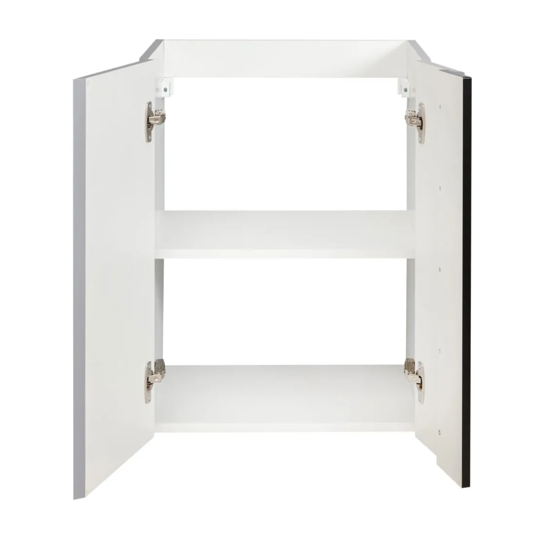 BADMOBIL Waschtischunterschrank LINUS 49 x 63 x 34,5 cm 2 Türen grifflos weiß mit schwarzer Dekorleiste ^