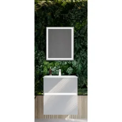 BADMOBIL Waschtischunterschrank FOTON 60 x 65 x 42 cm 2 Schubladen mit Softclose dimmbare LED-Beleuchtung mit Bewegungsmelder hellgrau ^ Best