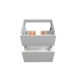 BADMOBIL Waschtischunterschrank FOTON 60 x 65 x 42 cm 2 Schubladen mit Softclose dimmbare LED-Beleuchtung mit Bewegungsmelder hellgrau ^ Best