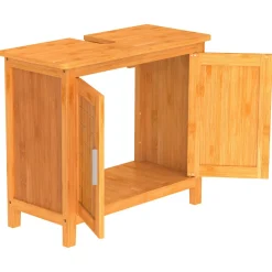 Bambus Waschbeckenunterschrank mit 2Tueren, BxHxT 67x60x28cm ^ Schütte Clearance