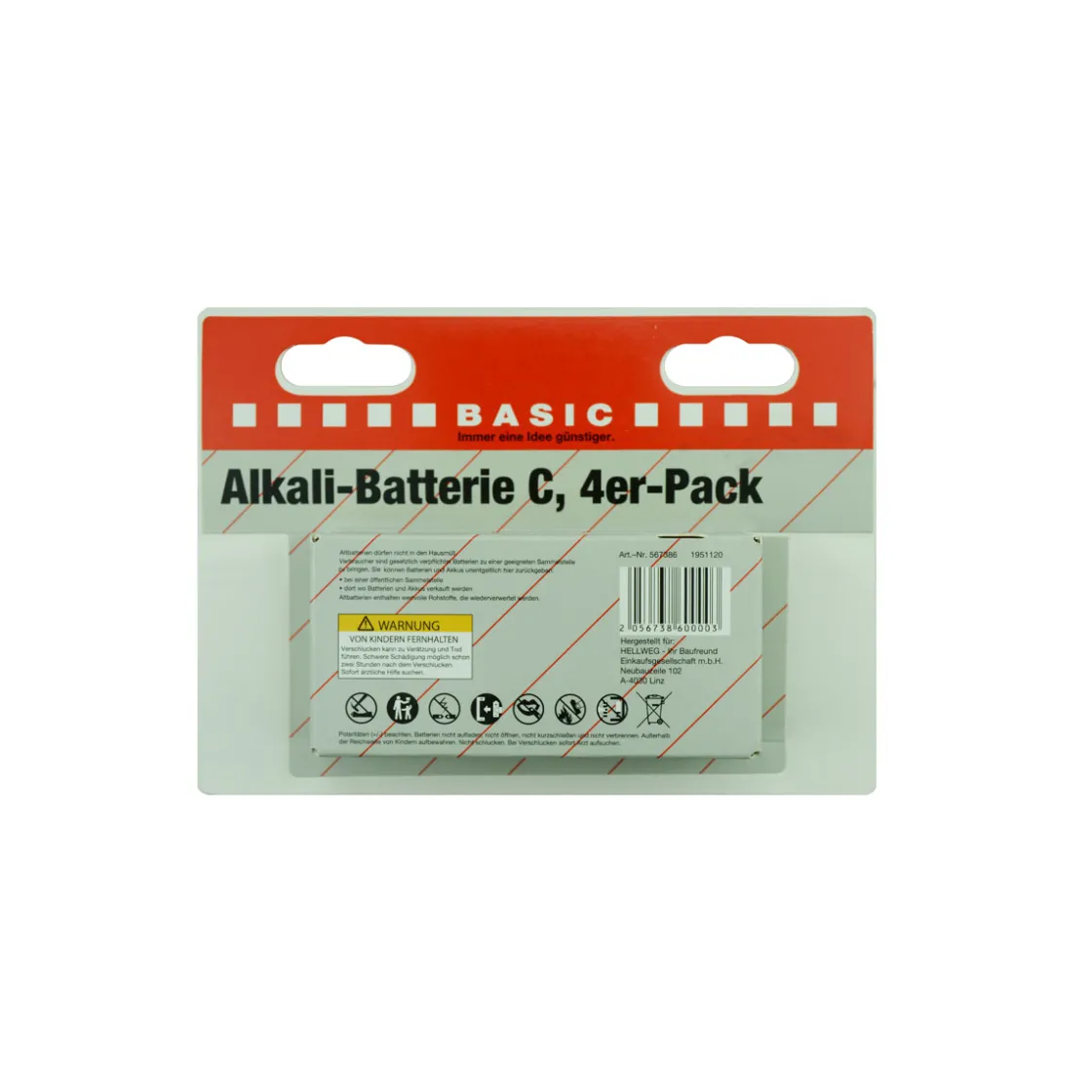 Alkaline-C-Batterie 1,5V 4 Stück ^ Basic Sale