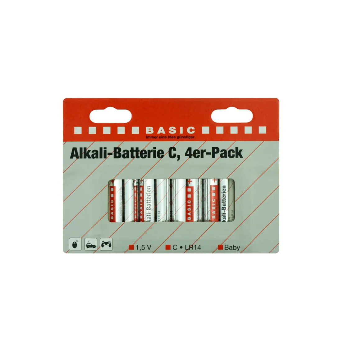 Alkaline-C-Batterie 1,5V 4 Stück ^ Basic Sale