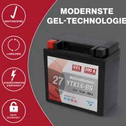Batterie GEL YTX14-BS 14Ah 260A ^ New