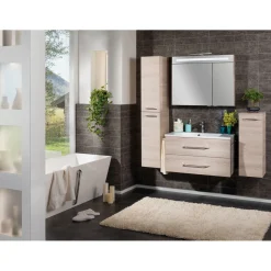 B.Clever WBU 90cm inkl.Gussmarmor-BeckenAuzuege m. SoftClose, Alska Esche ^ Fackelmann Hot