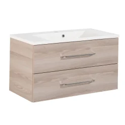 B.Clever WBU 90cm inkl.Gussmarmor-BeckenAuzuege m. SoftClose, Alska Esche ^ Fackelmann Hot