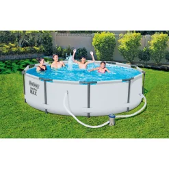Frame-Pool-Set Steel Pro MAX mit Filterpumpe Durchmesser 305 x 76 cm lichtgrau ^ Bestway Hot