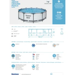 Steel Pro Max Frame-Pool-Set mit Filterpumpe Durchmesser 366 x 100 cm grau ^ Bestway Clearance