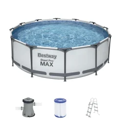 Steel Pro Max Frame-Pool-Set mit Filterpumpe Durchmesser 366 x 100 cm grau ^ Bestway Clearance