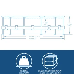 Steel Pro Max Frame-Pool-Set366x122cm Dm. 3,66x1,22m ^ Bestway Clearance