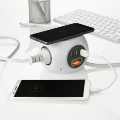 BLAUPUNKT Steckdosenwürfel 3-fach mit USB und Induktivem Laden ^