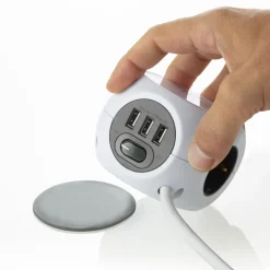 BLAUPUNKT Steckdosenwürfel 3-fach mit USB und Induktivem Laden ^
