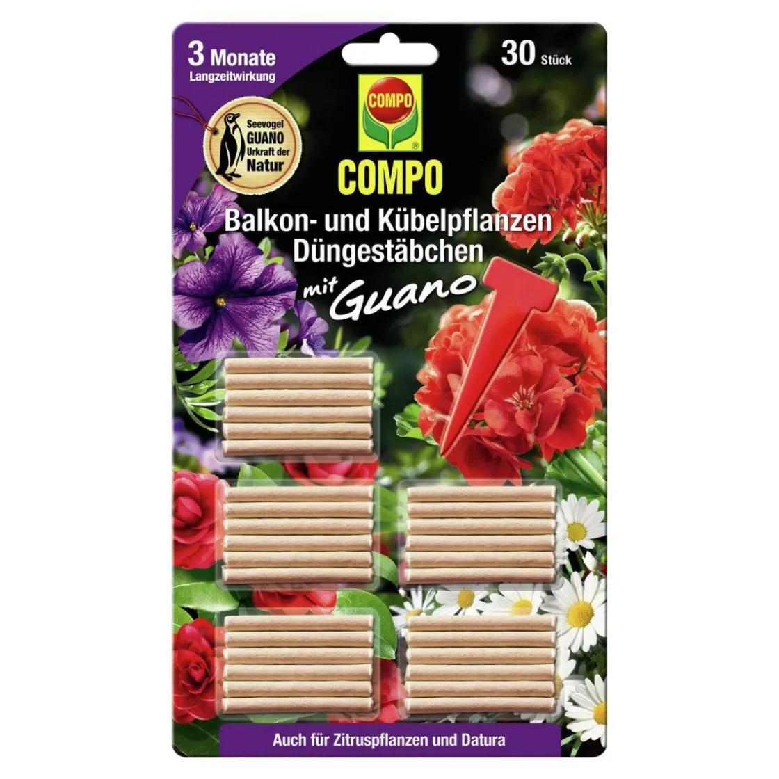 Balkon- und Kübelpflanzen Düngestäbchen mit GUANO 30 Stäbchen ^ Compo New