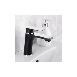 Waschtischarmatur-Set Edition Black, Druck-Ablauf, Farbe: Schwarz/Chrom ^ Cornat Online
