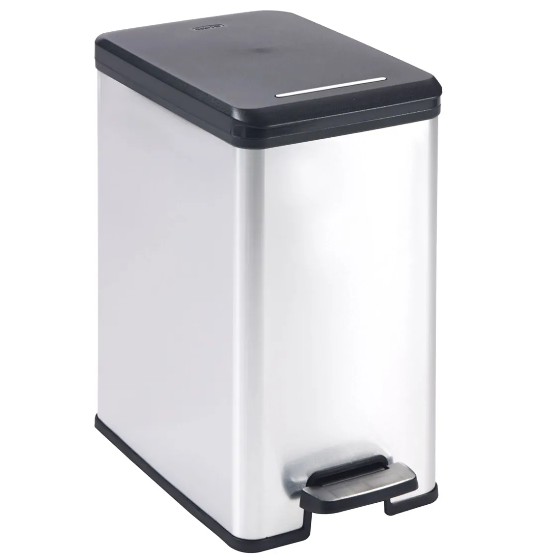 Mülleimer DECO Bin SLIM 25L mit Pedal schwarz silber metallic ^ Curver New