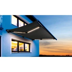 Markise inkl LED-Beleuchtung 400 x cm anthrazit ^ Durabil Best