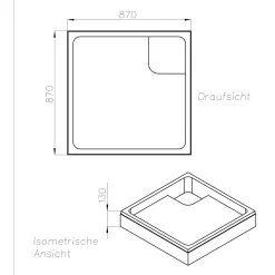 Duschwanne quadratisch x/3 weissKomplettset mit Traeger u. Ablaufgarnit. ^ Ottofond Online