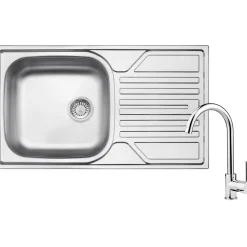 Edelstahl-Spuelen-Set Legato inkl. SP--Armatur,76x43,5x14,5cm,inox,f. US ab 50 ^ Sale