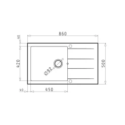 Einbauspuele ATHLOS PLUS 86x50 cm 1B 1DIron grey ^ Pyramis Hot