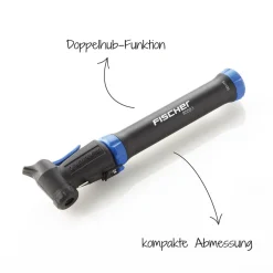 Mini-Pumpe mit Doppelhub reversibel silber ^ Fischer Bikes Clearance