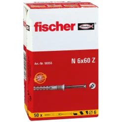 Nageldübel N 6 x 60/30 mm Senkkopf 50 Stück ^ Fischer