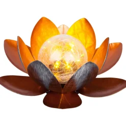 LED-Solar-Dekoleuchte Lotus kupfer ^ Flector Garten Discount