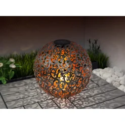 LED-Solar-Dekokugel Orient silber gebürstet Durchmesser 30 cm ^ Flector Garten New