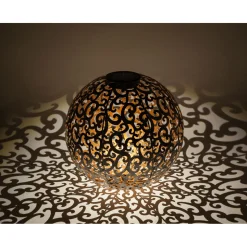 LED-Solar-Dekokugel Orient silber gebürstet Durchmesser 30 cm ^ Flector Garten New