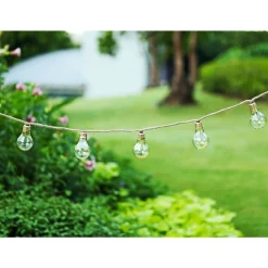 LED-Solar-Lichterkette Golden Vintage mit Naturfaser ^ Flector Garten