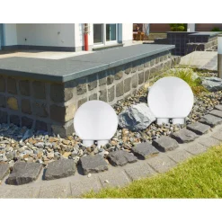 Solar-Kugelleuchte weiß Durchmesser 15 cm ^ Flector Garten Best