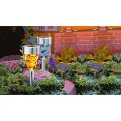 Solarleuchte Mosaikstick bernsteinfarben ^ Flector Garten Discount
