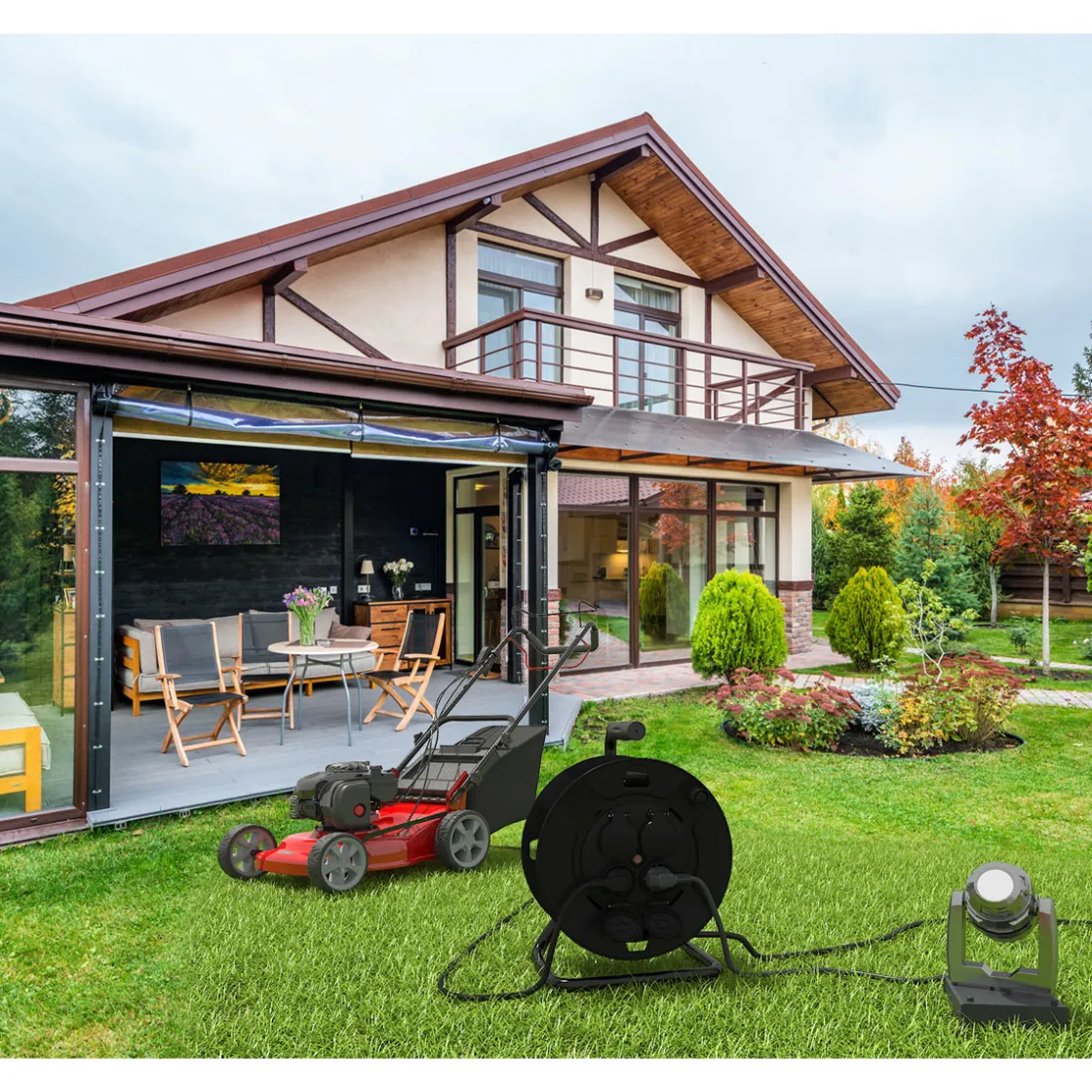 Kabeltrommel 25 m IP44 4-fach Schuko ^ Flector Technik Sale