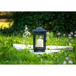 Flower Power Grablaterne RUBI schwarz Glas Metall (ohne Kerze) ^ New