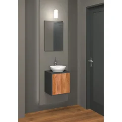 Gaeste-Waschbeckenunterschrank Tim, Farbe: anthrazit/Wotan, Eiche, 1 Tür, inkl. Keramik-AWT, B40cm ^ Online
