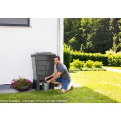 Regentonne eckig 300 L graphite grey inkl Deckel und Hahn ^ Garantia Outlet