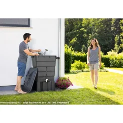 Regentonne eckig 300 L graphite grey inkl Deckel und Hahn ^ Garantia Outlet