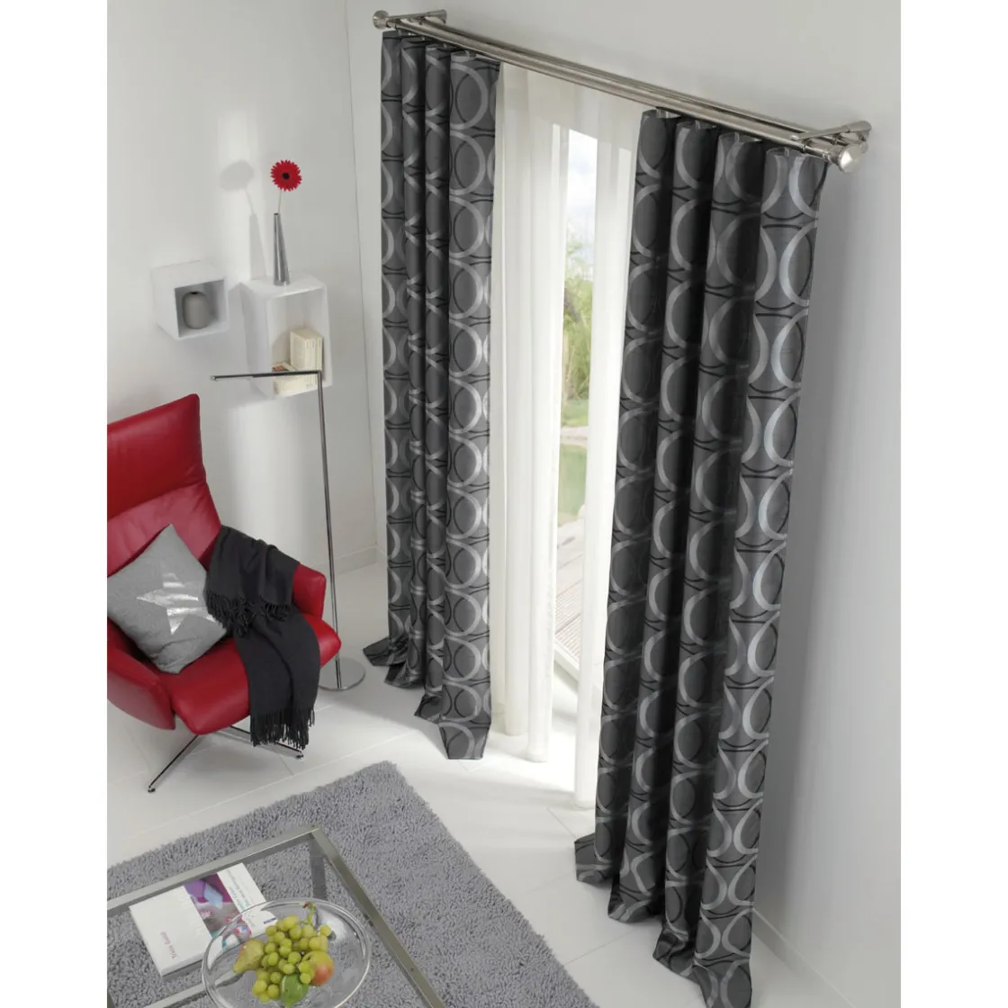 Gardinenstange Windsor mit Innenlauf Durchmesser 16 mm 160 cm Edelstahl-Optik ^ Gardinia Clearance
